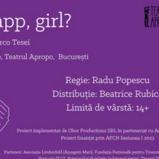 ,Whatsapp, girl?' are premieră la Teatrul Apropo pe 6 și 7 iulie.